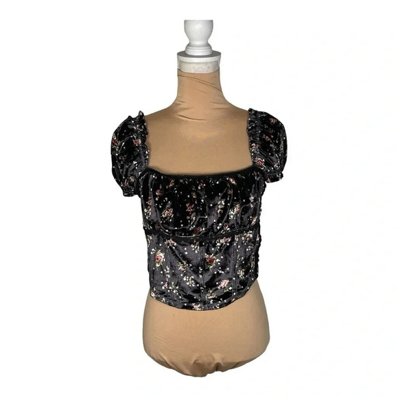 FREE PEOPLE Louise Velvet Top Medium - Picture 4 of 8